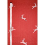 Deko Stoff Gardine Landhaus Vorhang Hirsch rot bordeaux blickdicht, Meterware