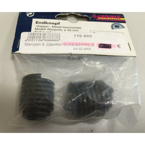 Endknopf Gardinenstange Vorhangstange 20 mm Gardinia schwarz, 2 Stück