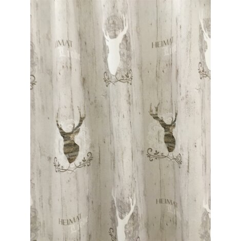Deko Stoff Gardine Vorhang Landhaus Hirsch beige braun blickdicht, Meterware