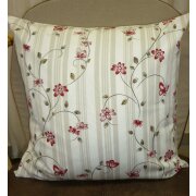 Kissenhülle Kissen Bezug Blume Ranke Schmetterling natur beige rot 50 x 50 cm