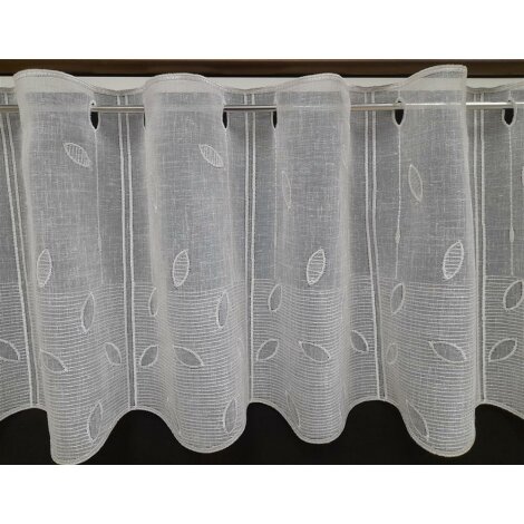 Pannaux Stoff Vorhang Scheibengardine Blätter Leinenoptik weiß 30 cm, Meterware