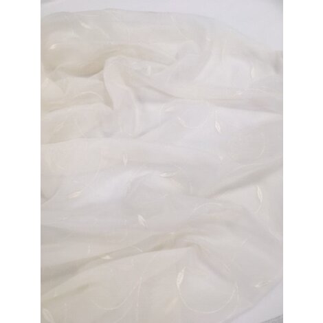 Stores Gardine Vorhang Stoff Blumen bestickt creme transparent, Reststück 5,4 m
