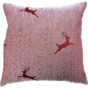 Landhaus Kissenhülle Kissen Bezug springender Hirsch rot rose, Größe nach Wahl