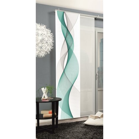SCHIEBEVORHANG DEKOSTOFF DIGITALDRUCK OPALIA TÜRKIS 60 X 245 CM