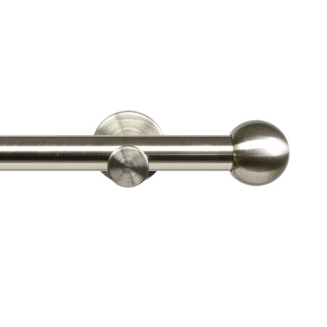 Gardinenstange Fertiggarnitur Kugel modern edelstahloptik 16 mm, div. Längen