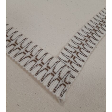 Wolltresse Einfassband Falzborte 35/17 mm beige braun, Meterware