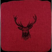 Landhaus Stuhl Kissen Sitzkissen Filzoptik Hirsch rot mit...