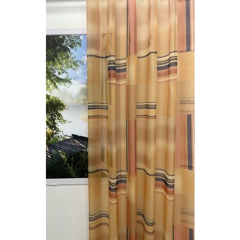 Dekoschal Voile gelb Kästchen blau grün rose transparent, fertig genäht bis H= 2,35 m