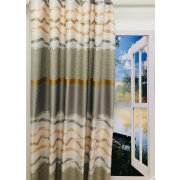 Dekostoff Vorhang Stoff Streifen Zacken natur taupe terra blickdicht, Meterware