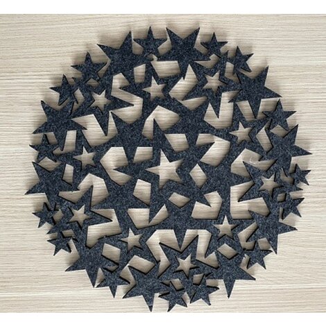Tischset Platzset Landhaus Filz Cutwork Stern anthrazit 35 cm rund, 1 Stück