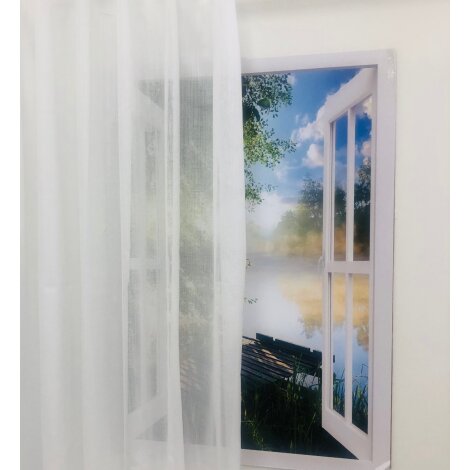 Stores Gardine Stoff feine Giitter uni weiß transparent, Meterware