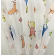 Deko Stoff Gardine Vorhang Kinder weiß bunte Tiere Elefant transparent, Meterware