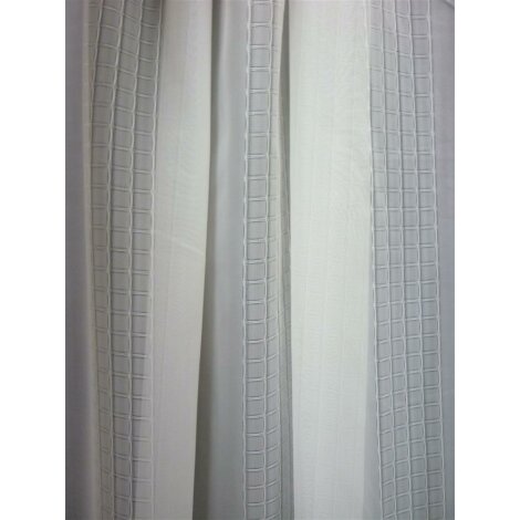 Stores Gardine Stoff Vorhang Streifen karriert creme transparent, Reststück 1,65 m