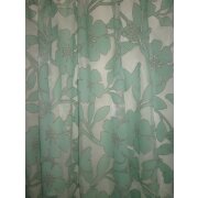 Stores Gardinen Stoff Vorhang Blumen weiß mint...