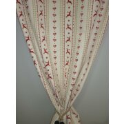 Deko Stoff Gardine Landhaus Vorhang Hirsch Streifen natur beige rot blickdicht, Meterware