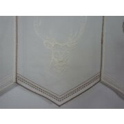 Pannaux Vorhang Scheibengardine Hirsch creme H 30 cm transparent, Meterware