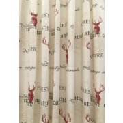 Landhaus Deko Stoff Vorhang Hirsch Schrift Vintage beige...
