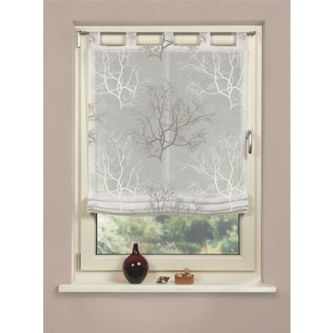 SCHLAUFENROLLO BATIST BEDRUCKT GRAU 140 X 120 CM