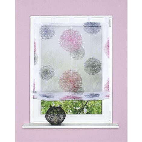 SCHLAUFENRAFFROLLO VOILE DIGITALDRUCK RAWLINS FLIEDER 140 X 45 CM