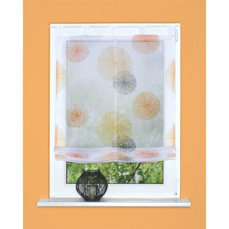 SCHLAUFENRAFFROLLO VOILE DIGITALDRUCK RAWLINS ORANGE 140 X 100 CM